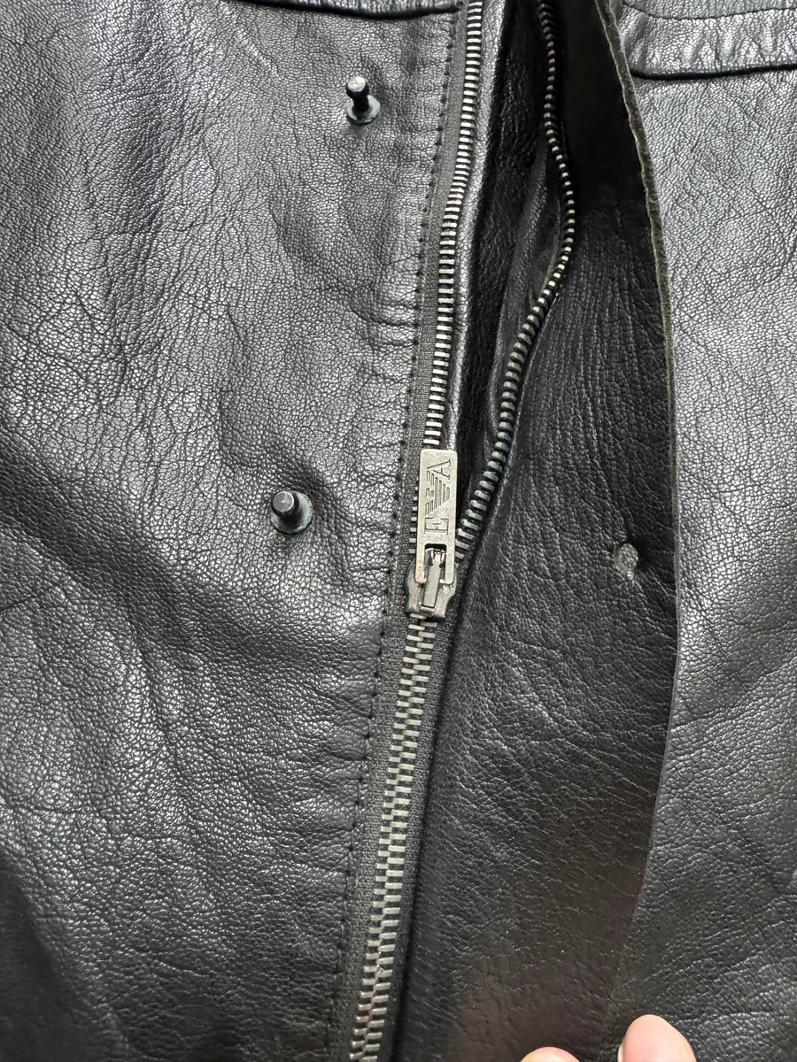 AW2007 Emporio Armani Textured Black Leather Jacket - Image 7