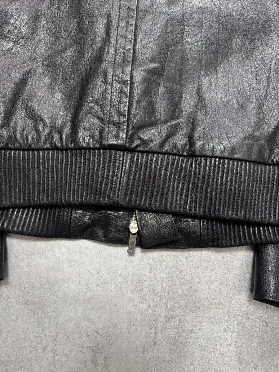 AW2007 Emporio Armani Textured Black Leather Jacket - Image 8