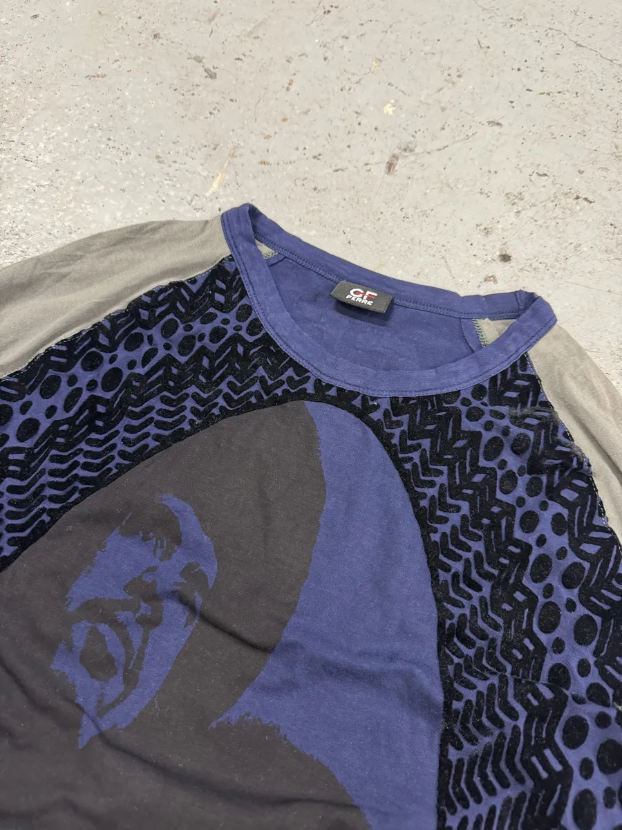 AW2007 Gianfranco Ferre Blue & Grey Afro Stars Longsleeves - Image 5