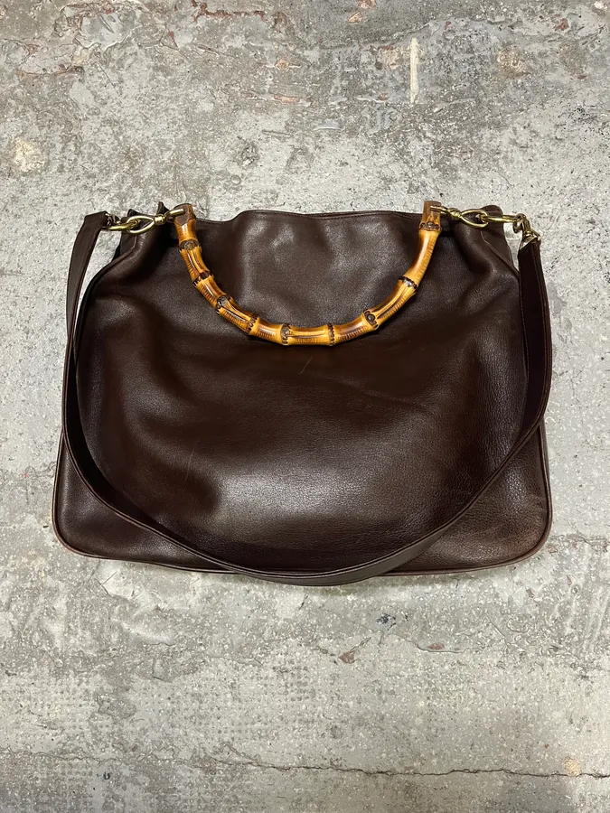 AW2007 Gucci Dark Leather Bamboo Bag - Image 5