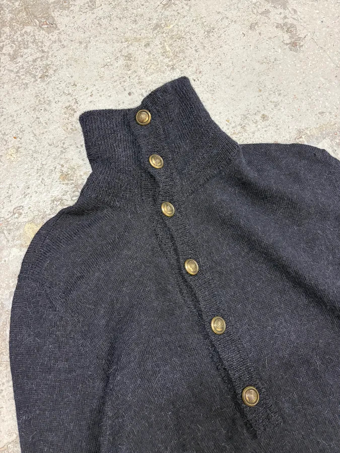 AW2007 Gucci Navy Asymmetrical Wool Buttoned Sweater by Frida Giannini - Image 5