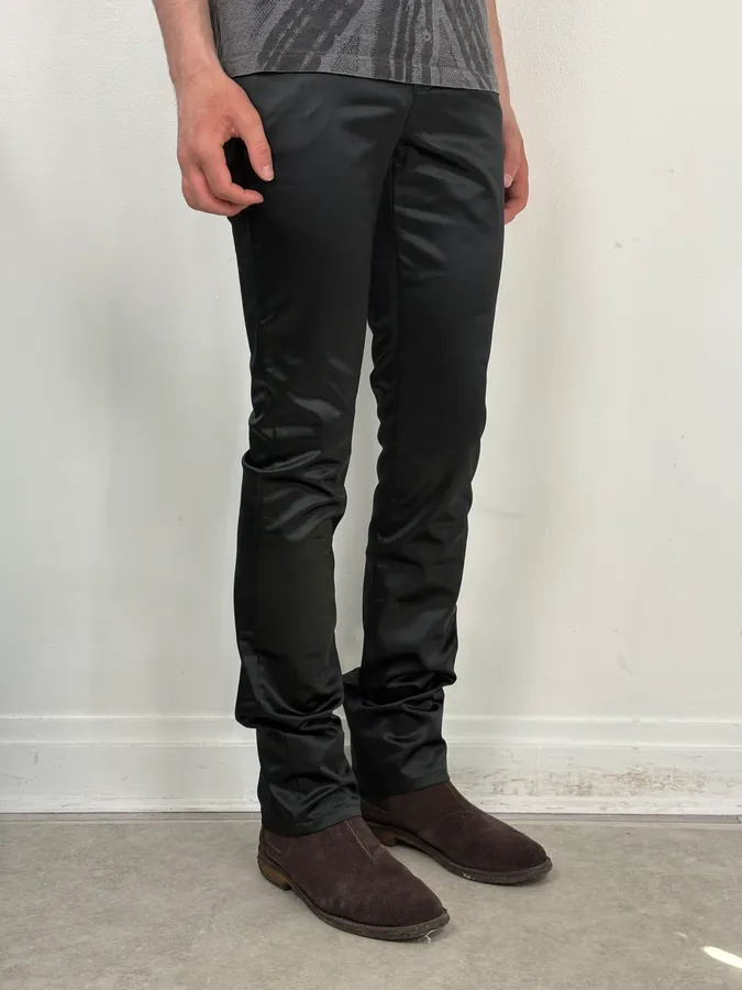 AW2007 John Galliano Black Nylon Elastic Pants - Image 3