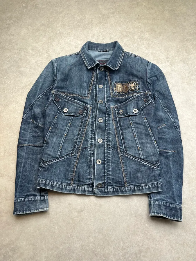 AW2007 Marithé + François Girbaud Embroidered Blue Denim Jacket