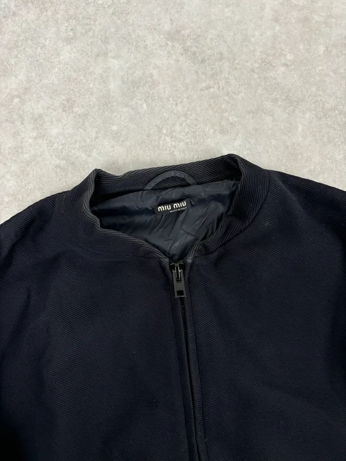 AW2007 Miu Miu Black Nylon Woven Bomber Jacket - Image 5