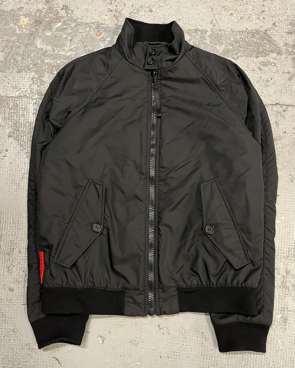 AW2007 Prada Black Linea Rossa Light Nylon Bomber Jacket