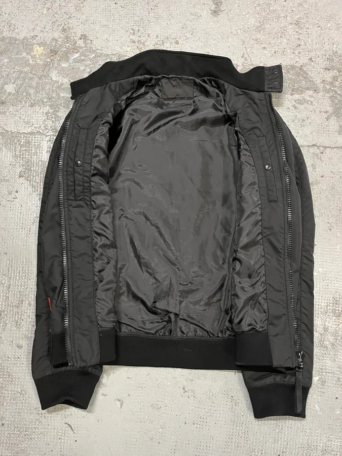 AW2007 Prada Black Linea Rossa Light Nylon Bomber Jacket - Image 10