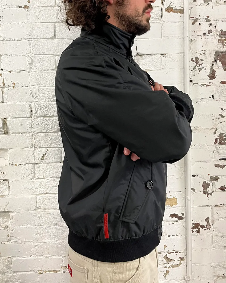 AW2007 Prada Black Linea Rossa Light Nylon Bomber Jacket - Image 3
