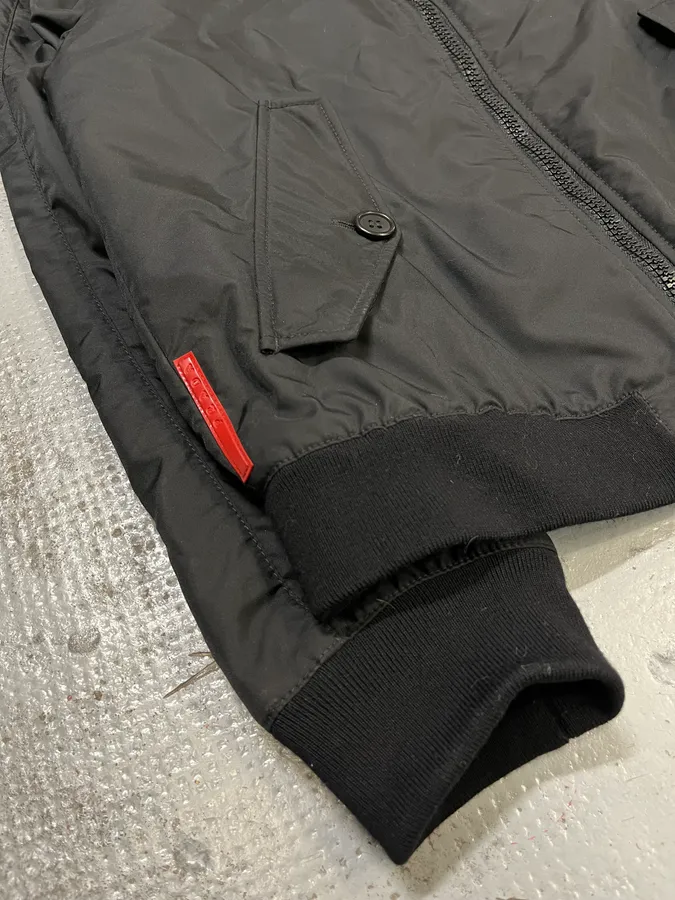 AW2007 Prada Black Linea Rossa Light Nylon Bomber Jacket - Image 7
