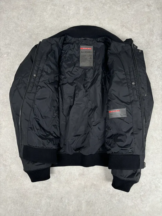 AW2007 Prada Black Nylon Linea Rossa Bomber Jacket - Image 7