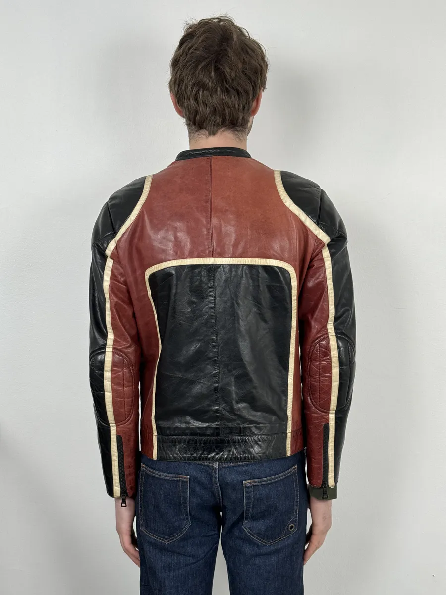 AW2007 Prada Black & Red Biker Racer Leather Jacket - Image 2