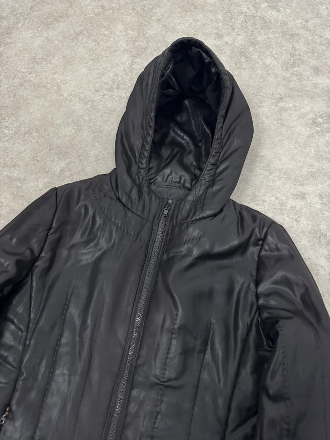 AW2007 Prada Black Shiny Hooded Puffer Jacket - Image 5