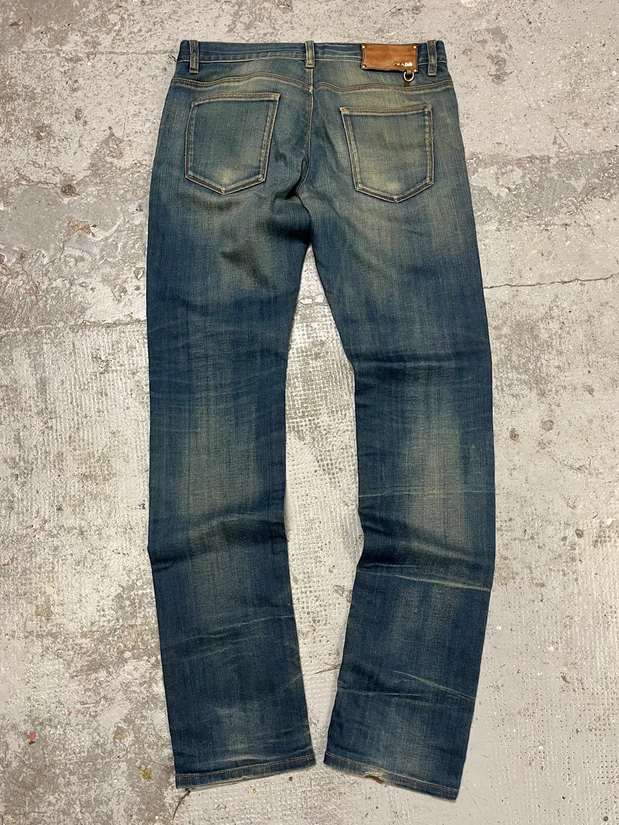 AW2007 Prada Blue Faded Denim Slim Jeans - Image 6
