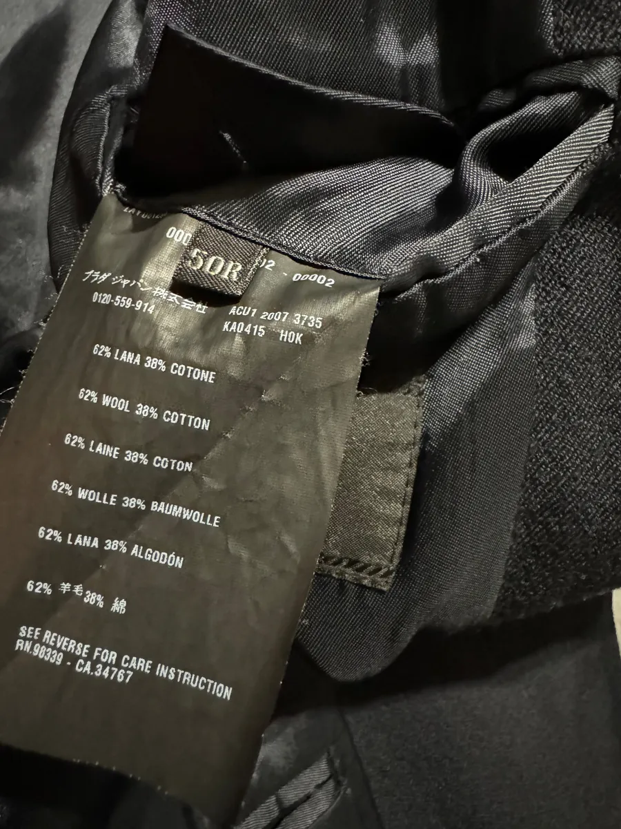 AW2007 Prada Navy Trench Wool Minimalist Pure Jacket - Image 3