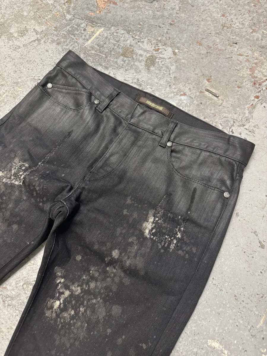 AW2007 Roberto Cavalli Black Distressed Slim Jeans - Image 10
