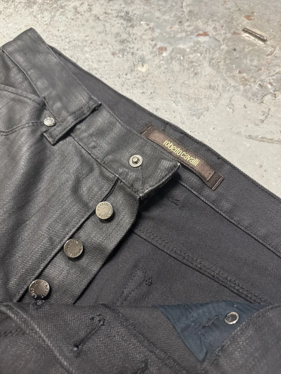 AW2007 Roberto Cavalli Black Distressed Slim Jeans - Image 11