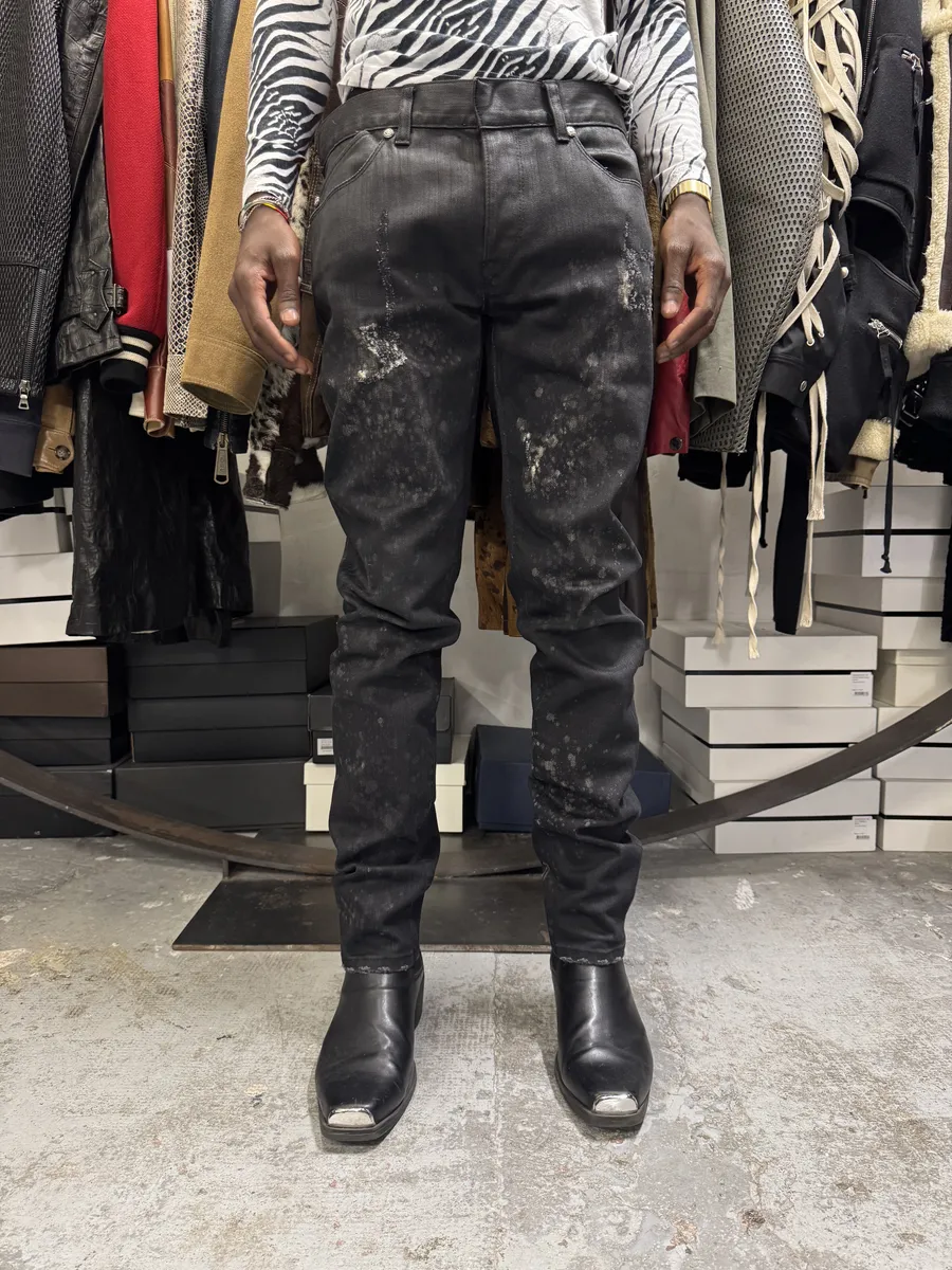AW2007 Roberto Cavalli Black Distressed Slim Jeans - Image 2