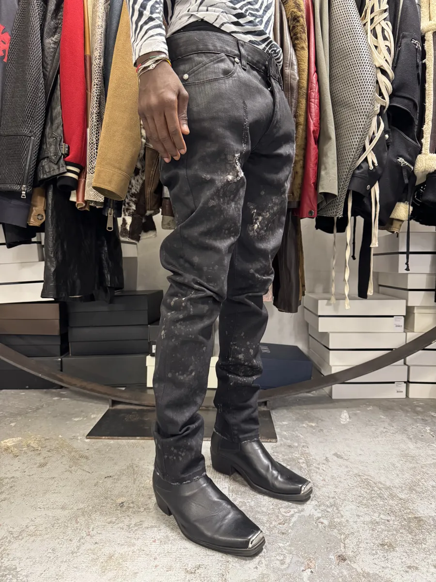 AW2007 Roberto Cavalli Black Distressed Slim Jeans - Image 3