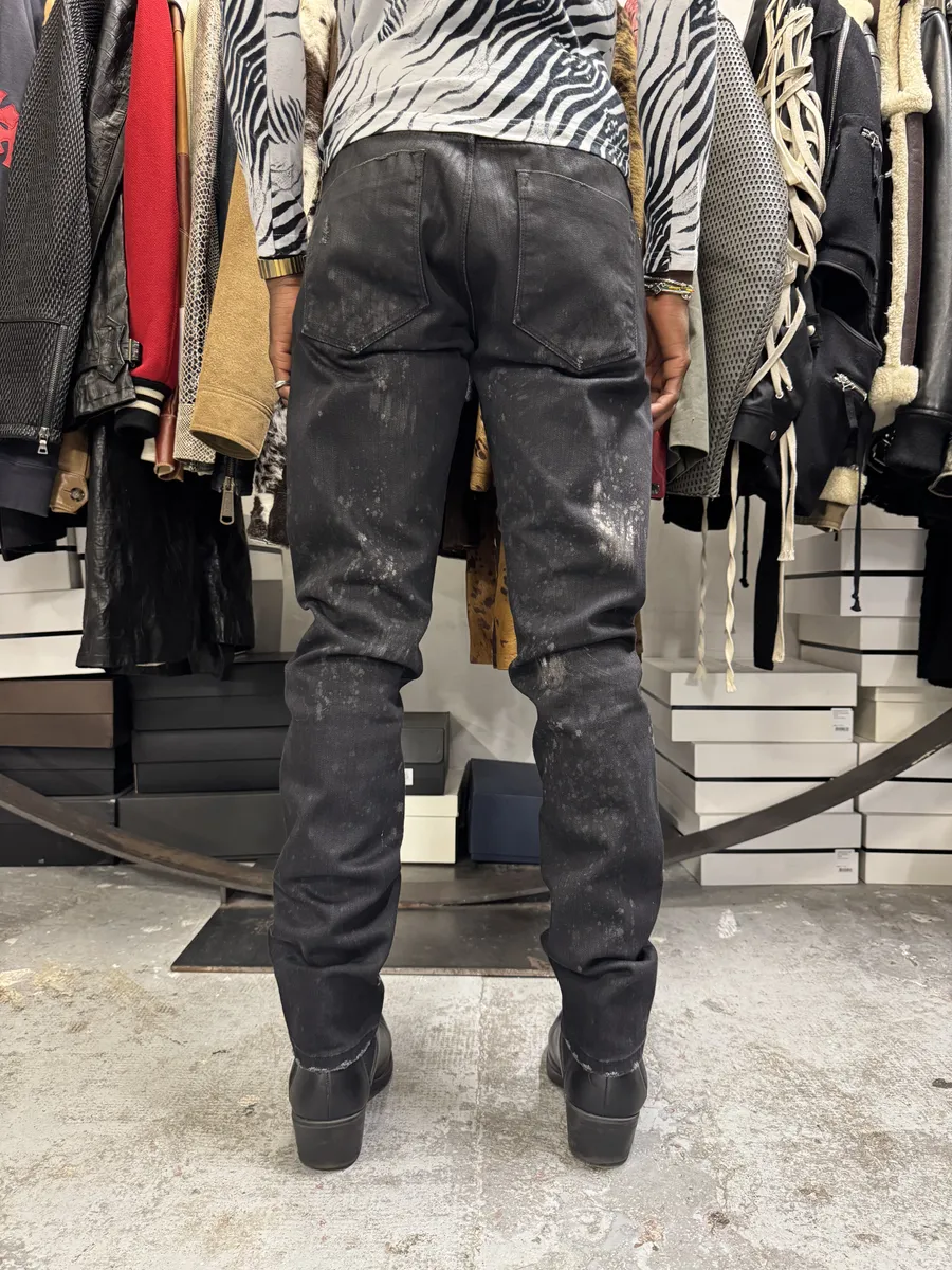 AW2007 Roberto Cavalli Black Distressed Slim Jeans - Image 4