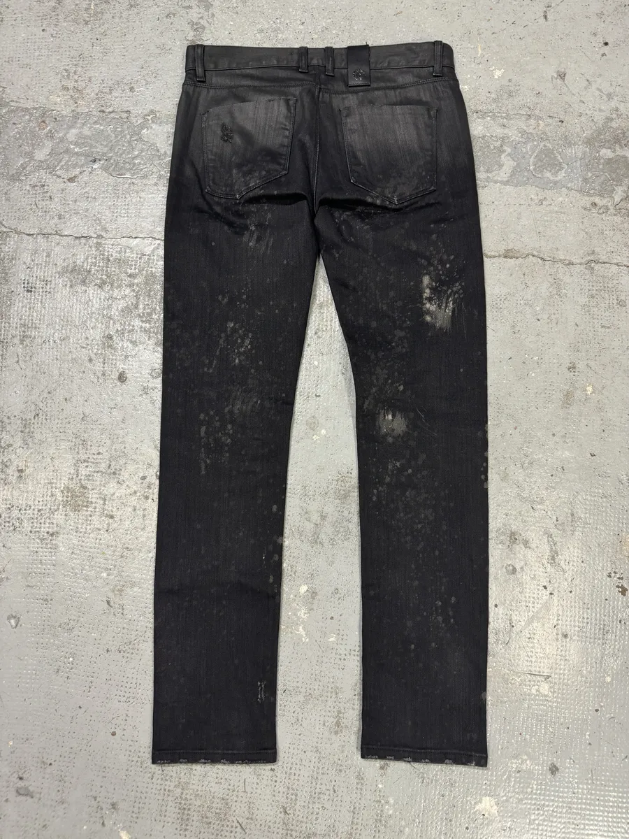 AW2007 Roberto Cavalli Black Distressed Slim Jeans - Image 5
