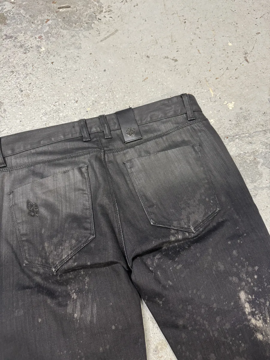 AW2007 Roberto Cavalli Black Distressed Slim Jeans - Image 6