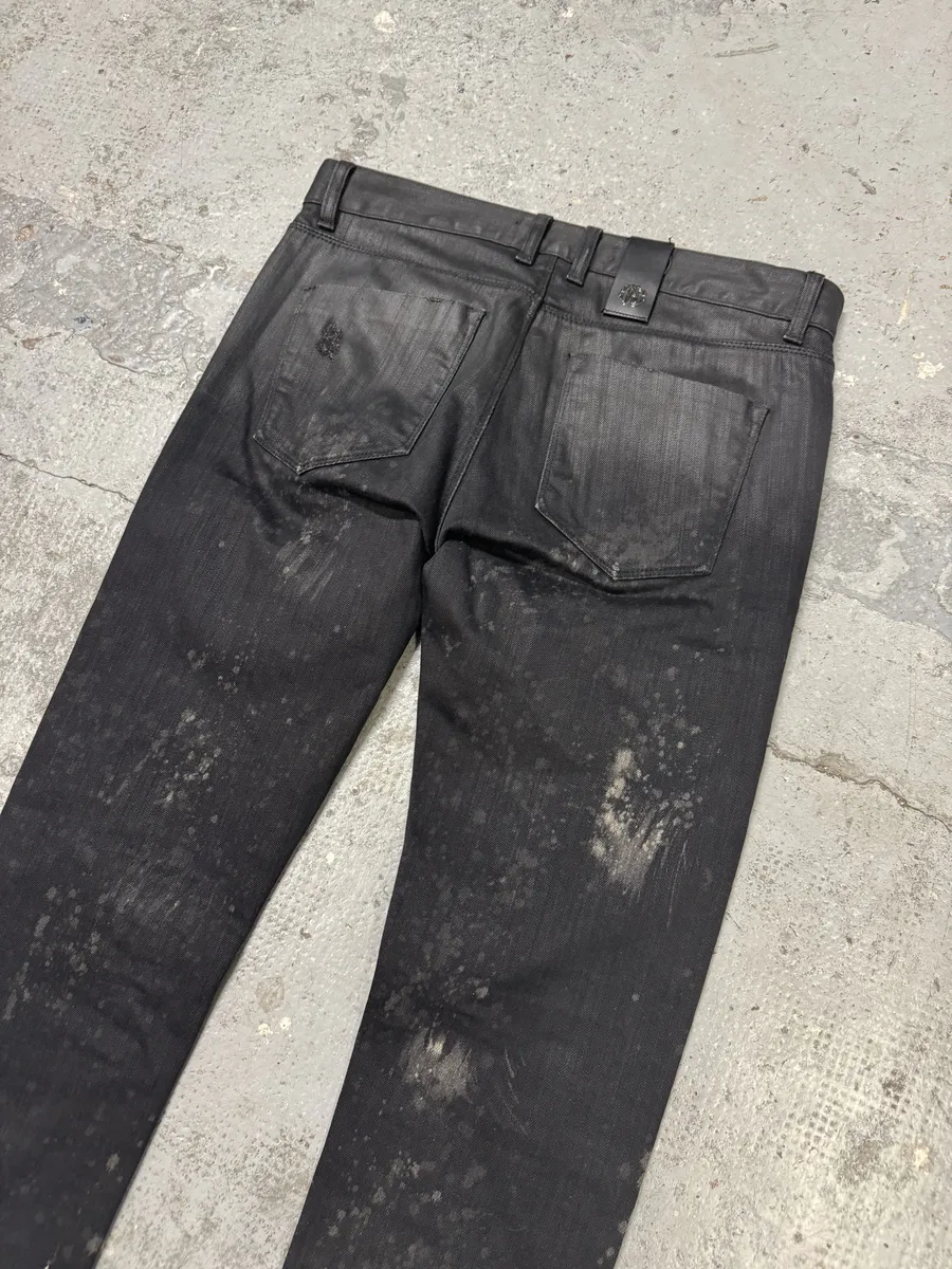 AW2007 Roberto Cavalli Black Distressed Slim Jeans - Image 7
