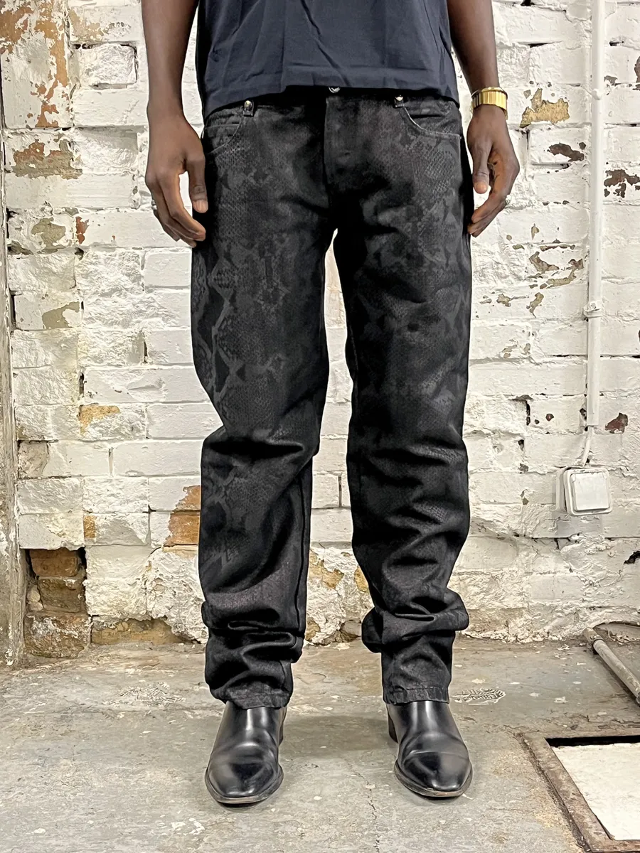 AW2007 Roberto Cavalli Black Snakeskin Effect Obscure Pants