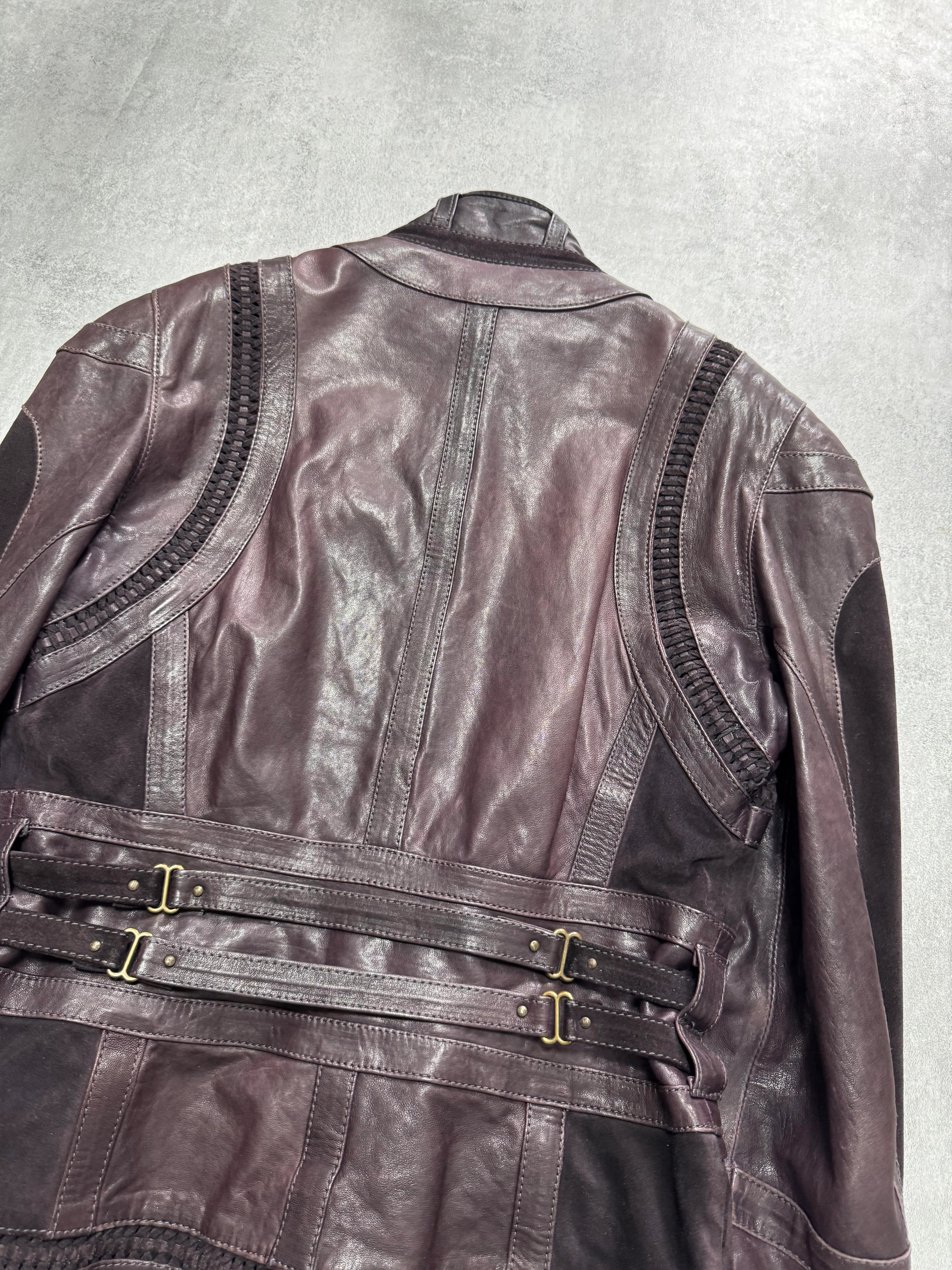 AW2008 AW2008 Cavalli Soldier Purple Metallic Leather Hybride Jacket - Image 4