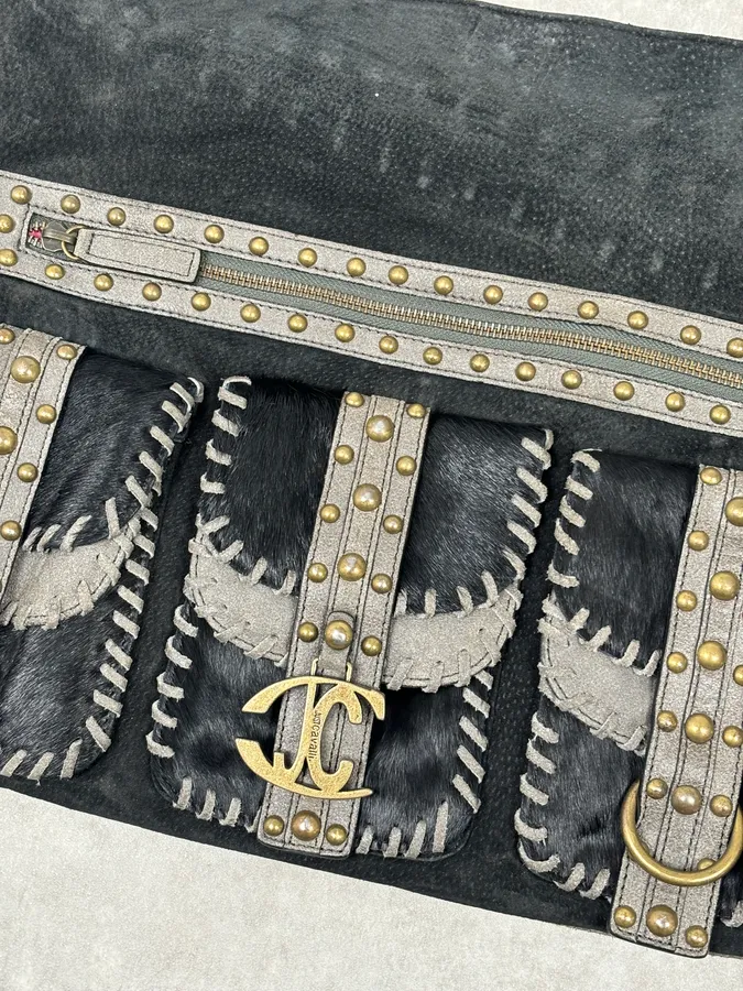 AW2008 Cavalli Black Fur Suede Shoulder Bag - Image 4