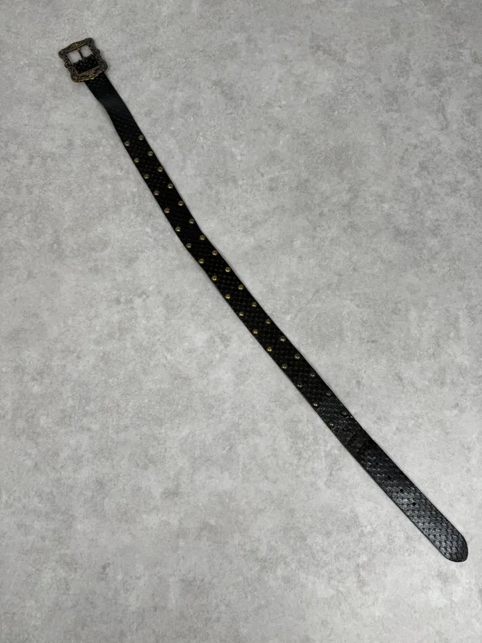 AW2008 Cavalli Black Snakeskin Effect Studded Leather Belt - Image 7