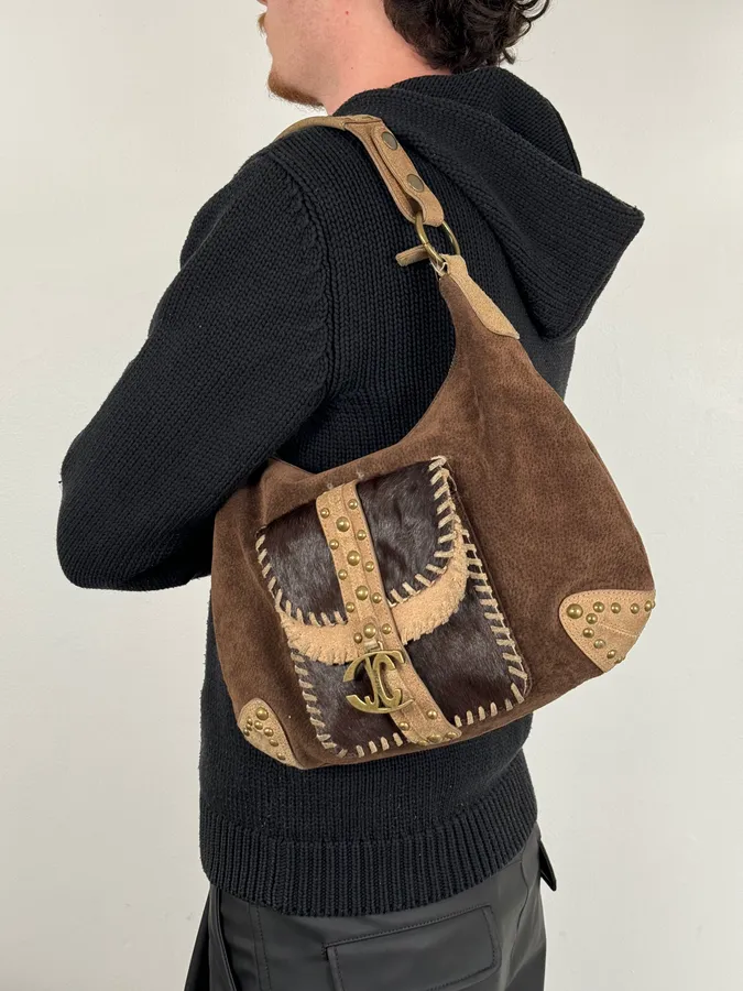 AW2008 Cavalli Brown Suede Leather Handle Bag - Image 2