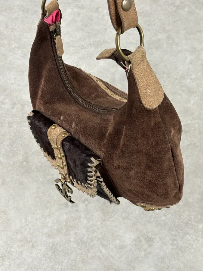 AW2008 Cavalli Brown Suede Leather Handle Bag - Image 8