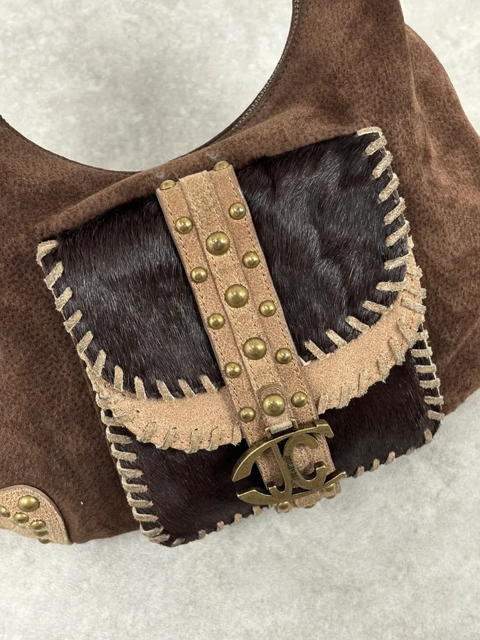AW2008 Cavalli Brown Suede Leather Handle Bag - Image 9