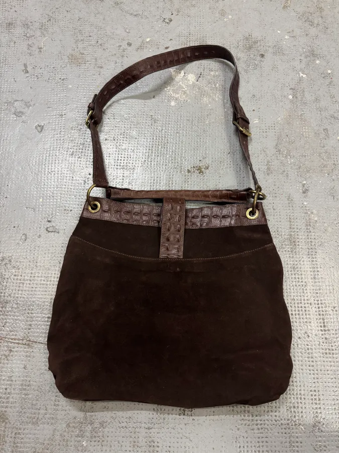 AW2008 Cavalli Crocodile Effect Leather Brown Shoulder Bag - Image 3