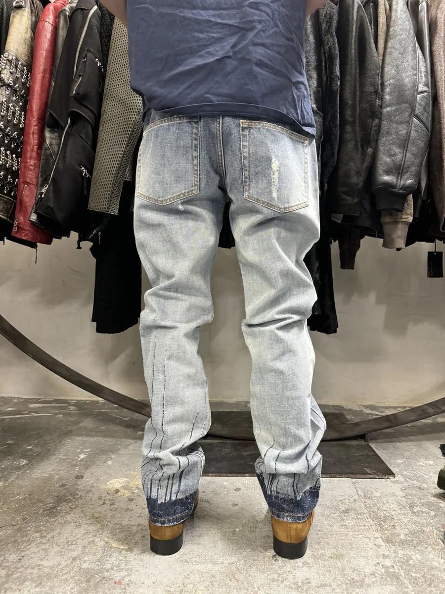 AW2008 Cavalli Painted Effect Blood Blue Denim Jeans - Image 5