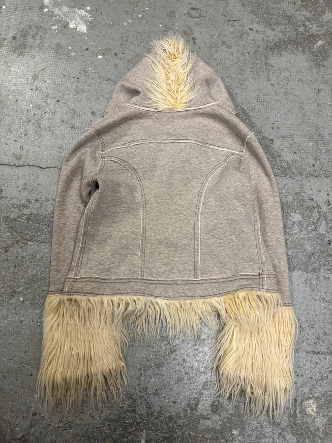 AW2008 Diesel Mohawk Punk Grey Fur Hoodie - Image 4