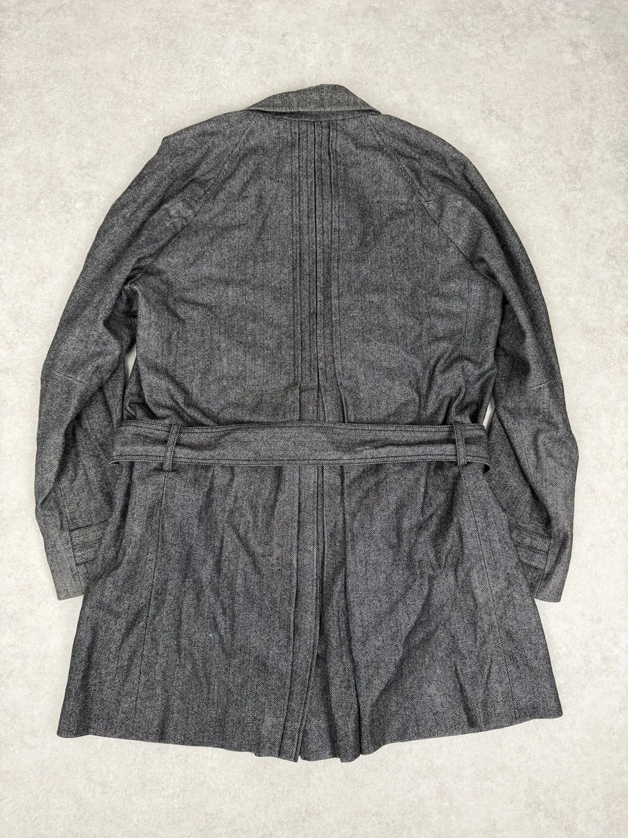 AW2008 Dior Grey Wool Classy Belted Long Jacket - Image 5