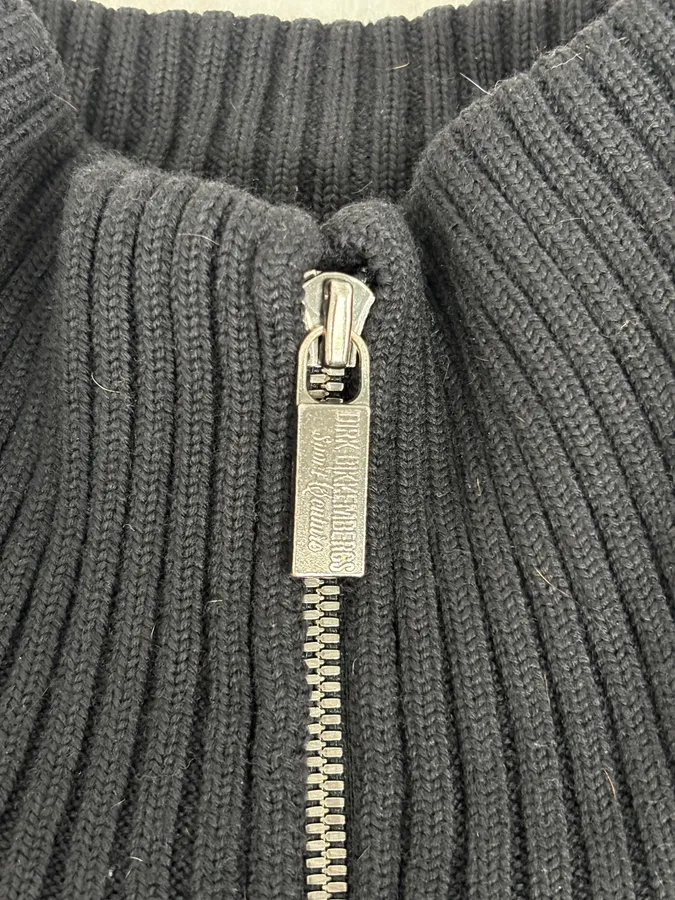 AW2008 Dirk Bikkembergs Black Hybrid Wool & Leather Minimalist Zip-up Sweater - Image 10