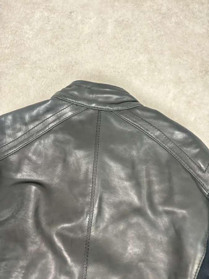 AW2008 Dirk Bikkembergs Black Leather Contrast Block Jacket - Image 6