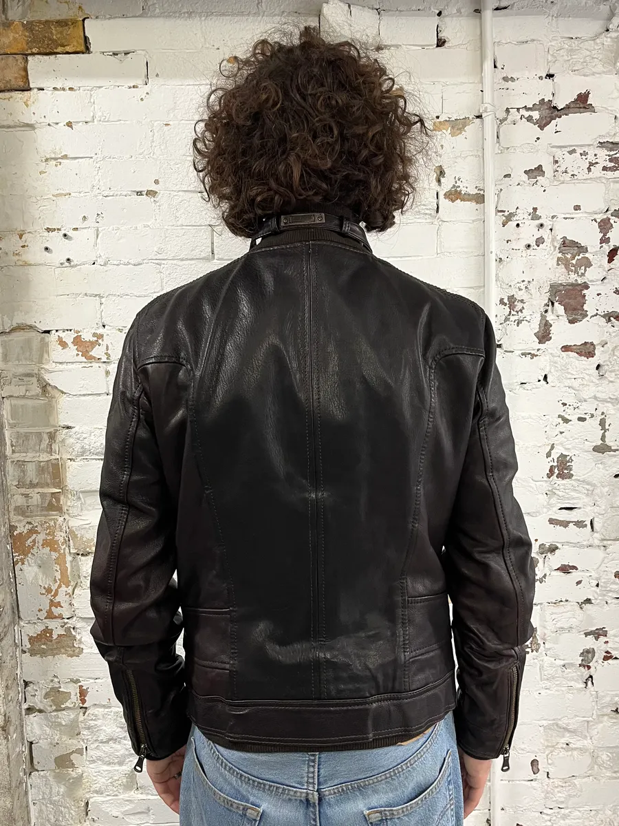 AW2008 Dolce & Gabbana Brown Leather Biker Jacket - Image 3