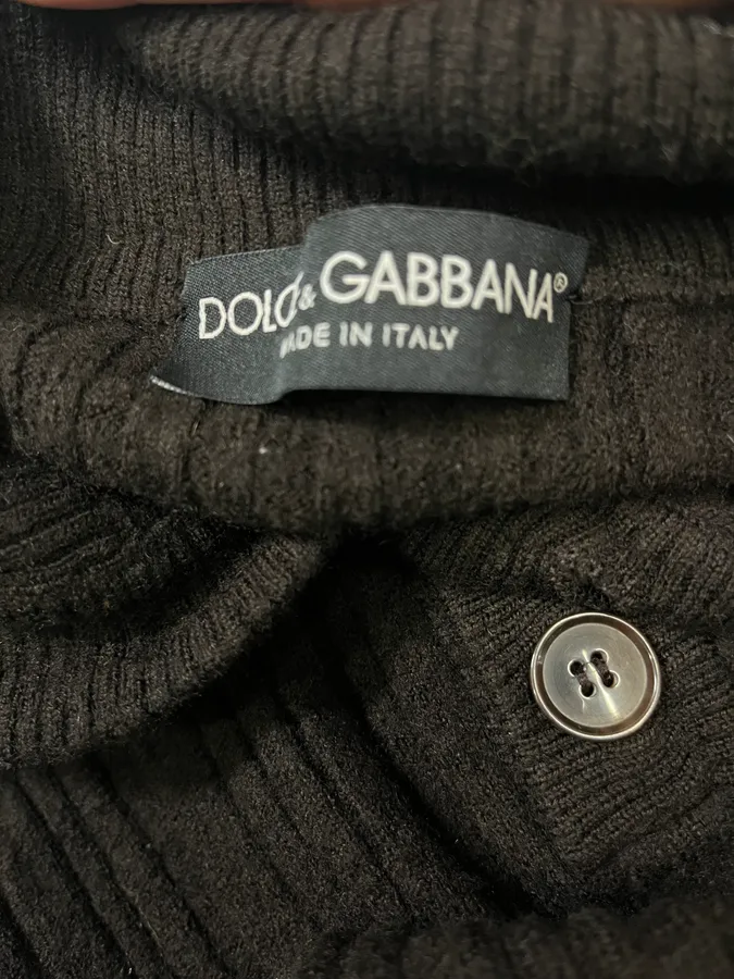 AW2008 Dolce & Gabbana Buttoned Brown Wool Sweater - Image 6