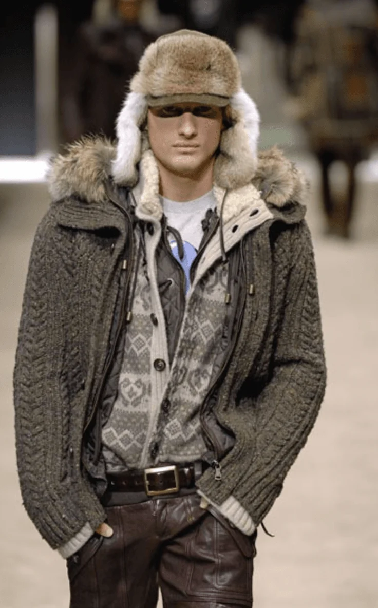 AW2008 Dolce & Gabbana Khaki Wool Layered Fur Collar Jacket - Image 2