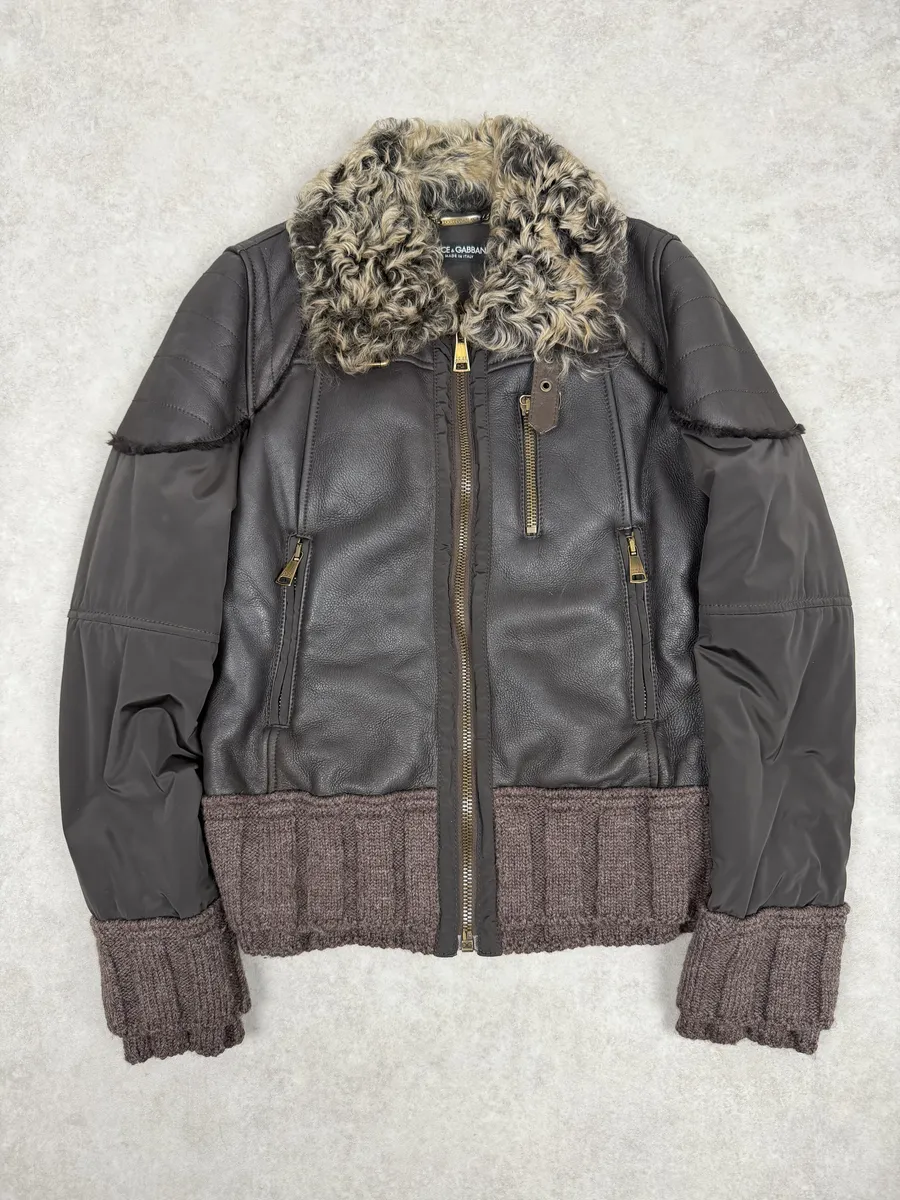 AW2008 Dolce & Gabbana Shearling Leather Brown Jacket