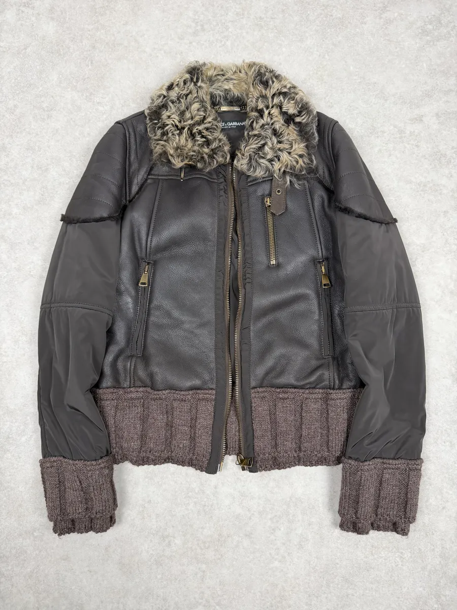 AW2008 Dolce & Gabbana Shearling Leather Brown Jacket - Image 3