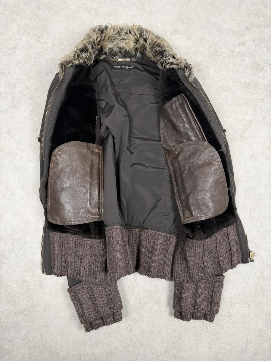 AW2008 Dolce & Gabbana Shearling Leather Brown Jacket - Image 5
