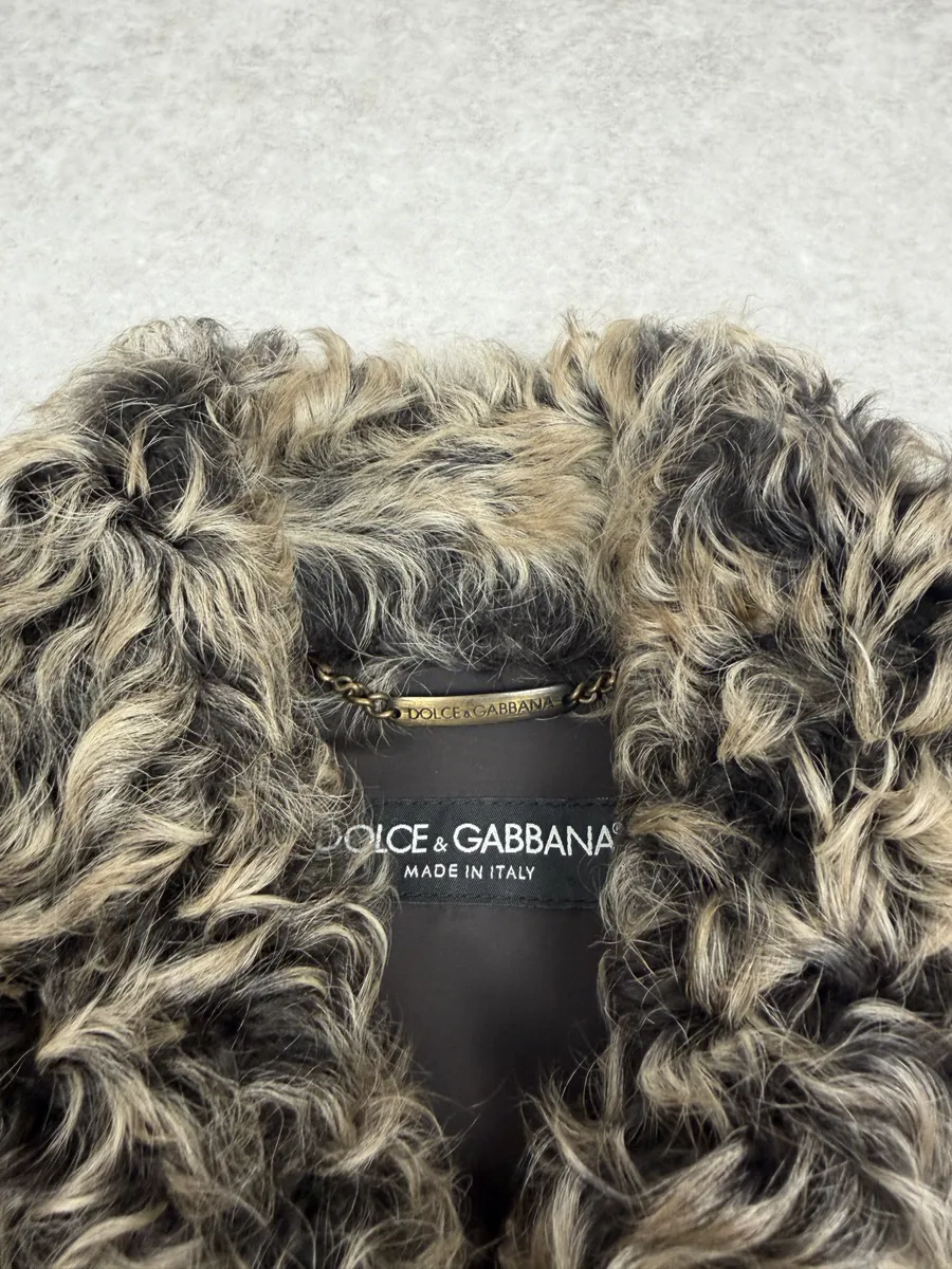 AW2008 Dolce & Gabbana Shearling Leather Brown Jacket - Image 7