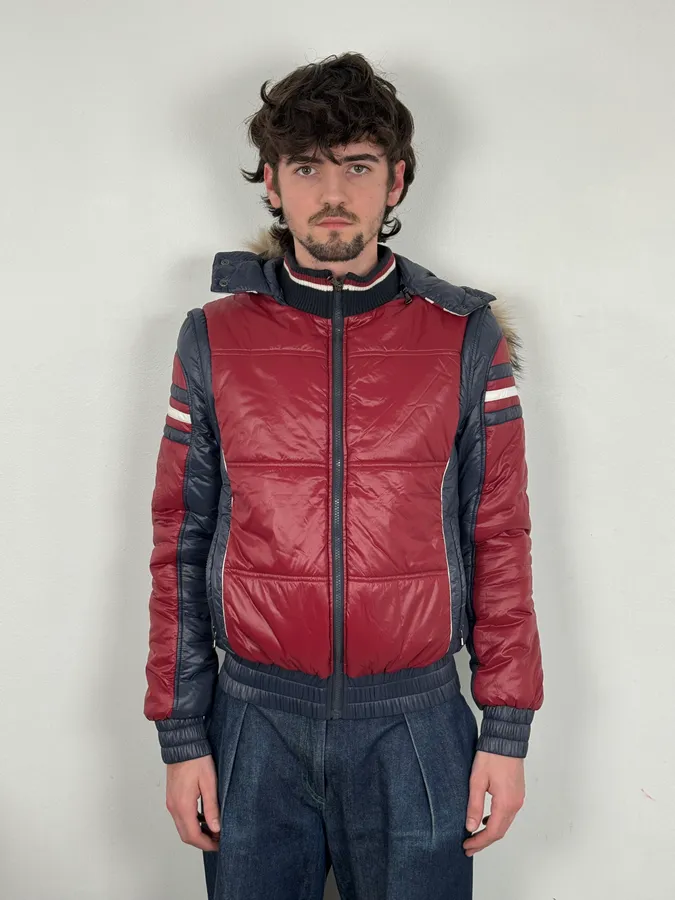 AW2008 Dolce & Gabbana UK Flag Blue & Red Fur Hooded Puffer Jacket - Image 4