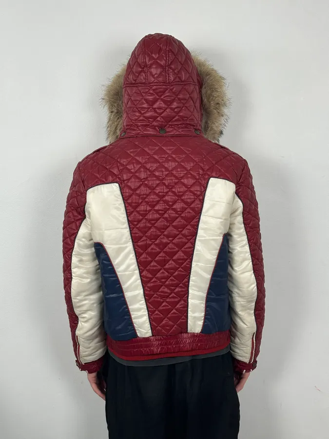AW2008 Dolce & Gabbana White & Red British Fur Hooded Puffer Jacket - Image 5