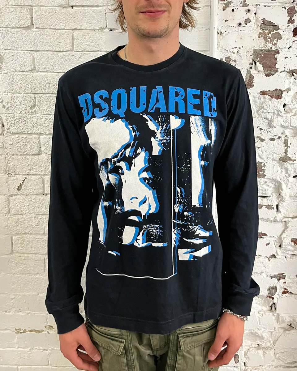 AW2008 Dsquared2 Black & Blue Obscure Longsleeve T-Shirt - Image 2