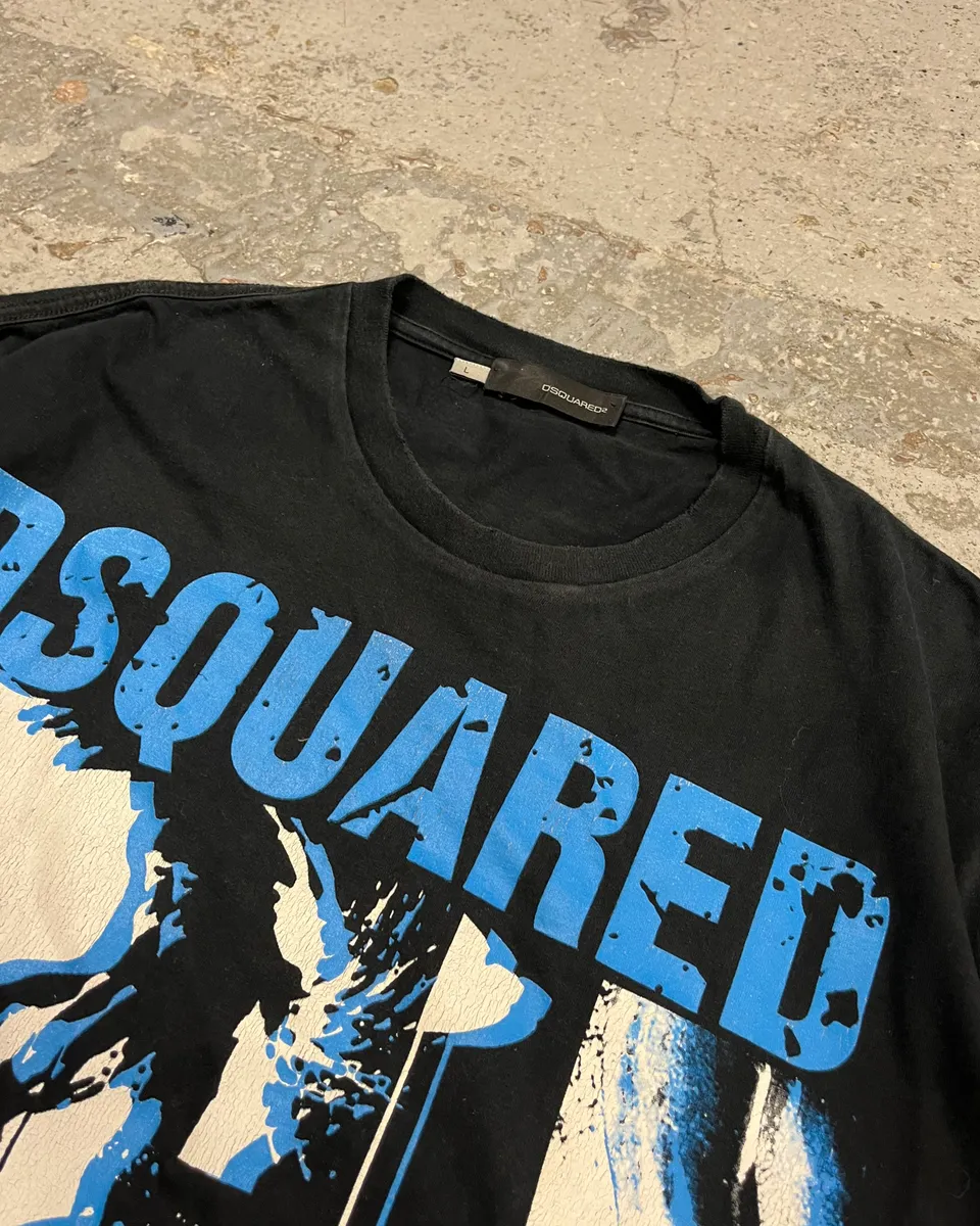 AW2008 Dsquared2 Black & Blue Obscure Longsleeve T-Shirt - Image 5