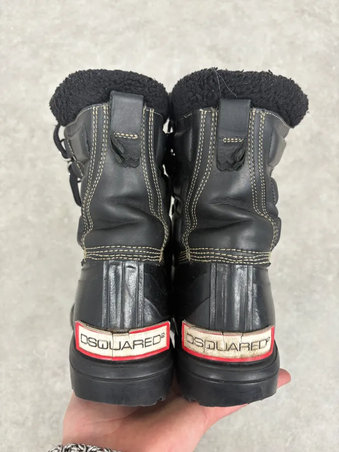 AW2008 Dsquared2 Black Puffer Leather Ski Boots - Image 5